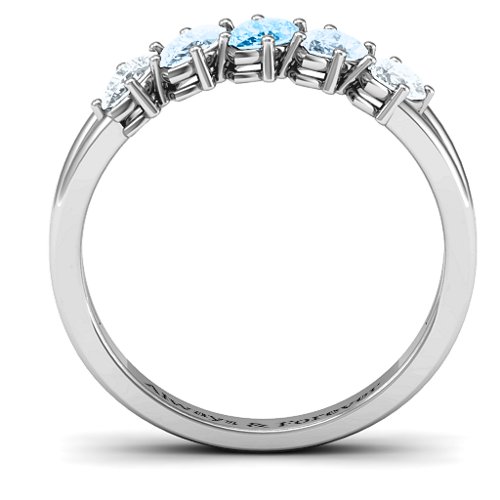 Angled Marquise Ring – Sterling Silver with Cubic Zirconia, Aquamarine, and Blue Topaz
