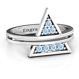 Triangle of Glam Geometric Ring in 925 Sterling Silver with Aquamarine