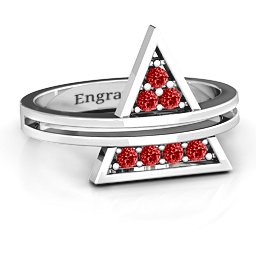 Triangle of Glam Geometric Ring in 925 Sterling Silver with Garnet