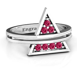 Triangle of Glam Geometric Ring in 925 Sterling Silver with Ruby