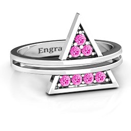 Triangle of Glam Geometric Ring in 925 Sterling Silver with Pink Tourmaline