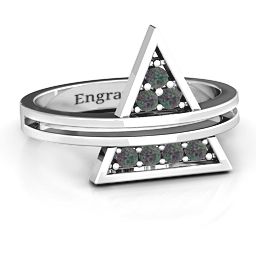 Triangle of Glam Geometric Ring in 925 Sterling Silver with Alexandrite