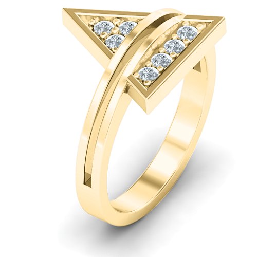 Triangle of Glam Geometric Ring – 10K Yellow Gold with Cubic Zirconia