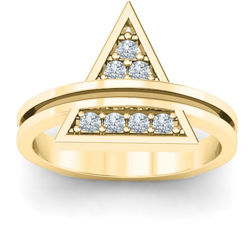 Triangle of Glam Geometric Ring – 10K Yellow Gold with Cubic Zirconia