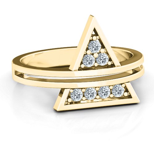 Triangle of Glam Geometric Ring – 10K Yellow Gold with Cubic Zirconia