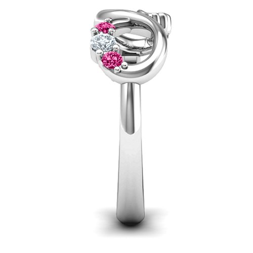 Mum's Infinite Love with Stones Ring – Sterling Silver with Cubic Zirconia and Ruby