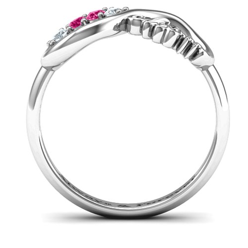 Mum's Infinite Love with Stones Ring – Sterling Silver with Cubic Zirconia and Ruby