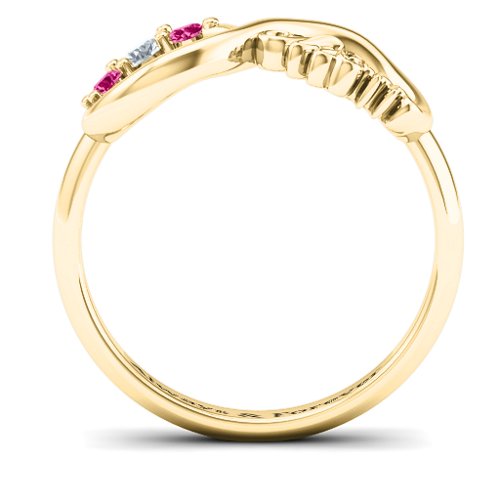 Mum's Infinite Love with Stones Ring – 10K Yellow Gold with Cubic Zirconia and Ruby