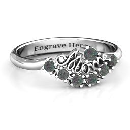 4 - 9 Stone Mom's Glimmering Love Ring in 925 Sterling Silver with Alexandrite, Amethyst, and Cubic Zirconia