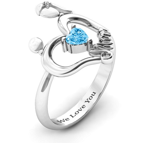 Unbreakable Bond Heart Ring – Sterling Silver with Blue Topaz