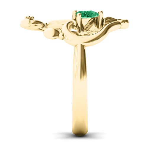 Unbreakable Bond Heart Ring – 10K Yellow Gold with Emerald