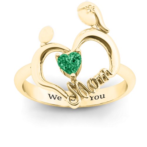 Unbreakable Bond Heart Ring – 10K Yellow Gold with Emerald