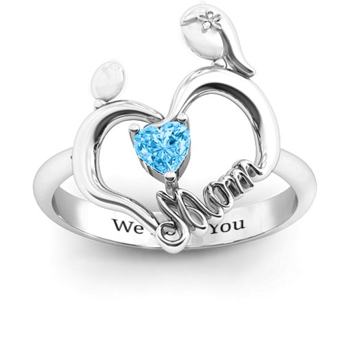 Unbreakable Bond Heart Ring – Sterling Silver with Blue Topaz