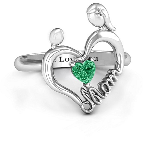 Unbreakable Bond Heart Ring – Sterling Silver with Emerald
