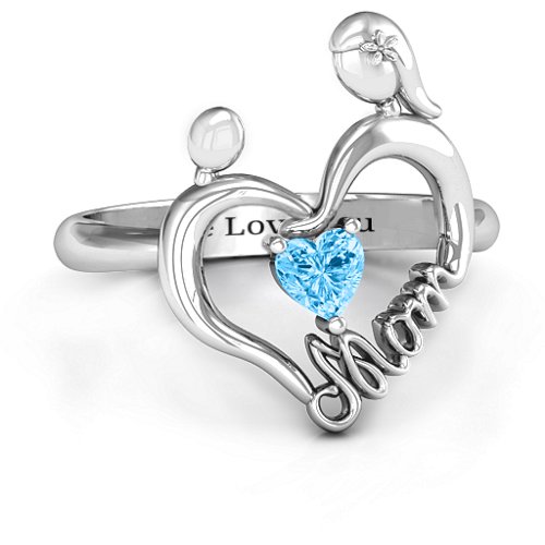 Unbreakable Bond Heart Ring – Sterling Silver with Blue Topaz