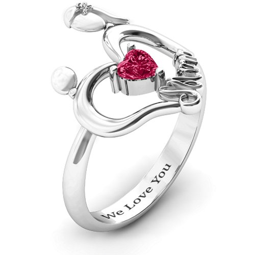 Unbreakable Bond Heart Ring – Sterling Silver with Ruby
