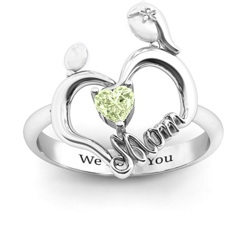 Unbreakable Bond Heart Ring – Sterling Silver with Peridot