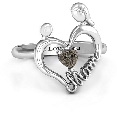 Unbreakable Bond Heart Ring – Sterling Silver with Smokey Quartz