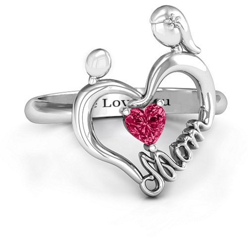 Unbreakable Bond Heart Ring – Sterling Silver with Ruby