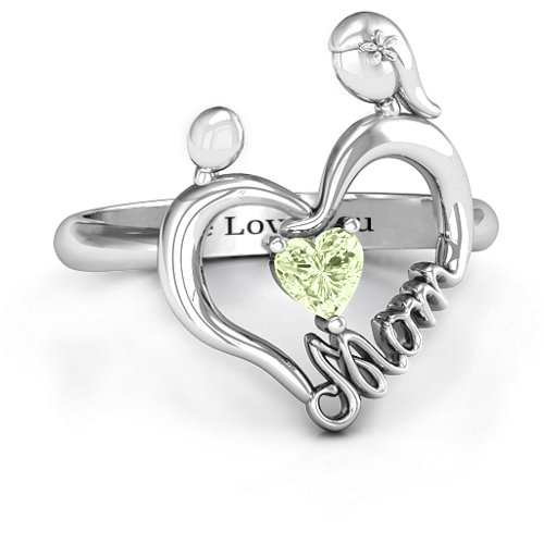 Unbreakable Bond Heart Ring – Sterling Silver with Peridot