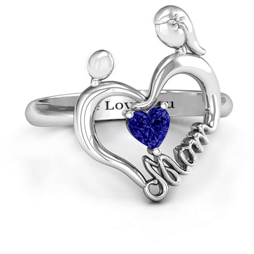 Unbreakable Bond Heart Ring – Sterling Silver with Blue Sapphire