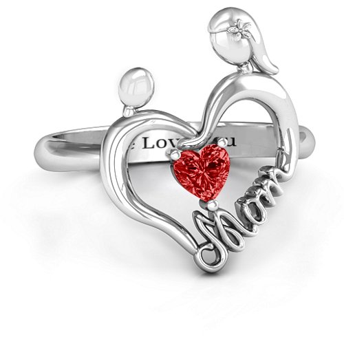 Unbreakable Bond Heart Ring – Sterling Silver with Garnet
