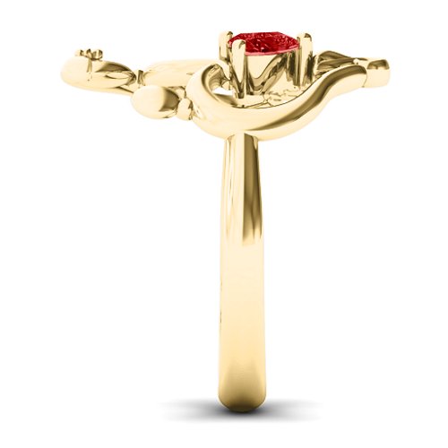Unbreakable Bond Heart Ring – 10K Yellow Gold with Garnet