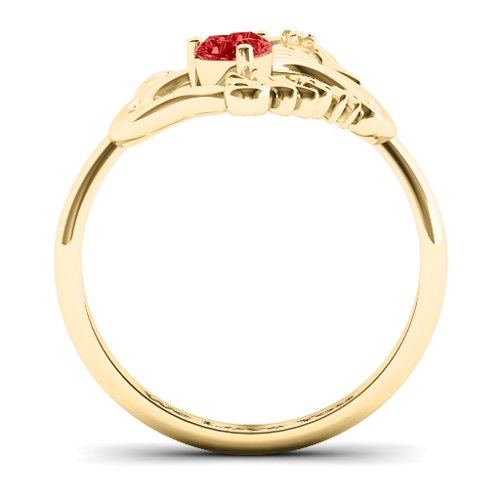 Unbreakable Bond Heart Ring – 10K Yellow Gold with Garnet