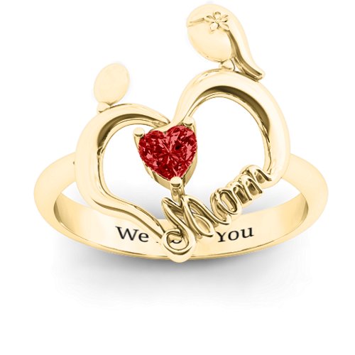 Unbreakable Bond Heart Ring – 10K Yellow Gold with Garnet
