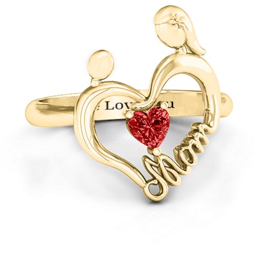 Unbreakable Bond Heart Ring – 10K Yellow Gold with Garnet