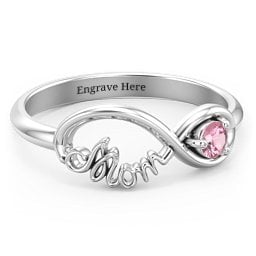 Mom's Infinity Ring in 925 Sterling Silver with Pink Tourmaline
