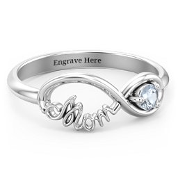 Mom's Infinity Ring in 925 Sterling Silver with Aquamarine