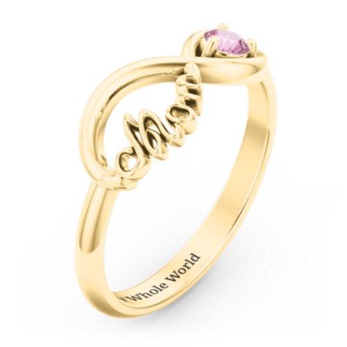 Mom's Infinity Ring – 10K Yellow Gold with Pink Tourmaline