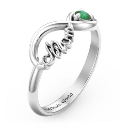 Mom's Infinity Ring – Sterling Silver with Emerald