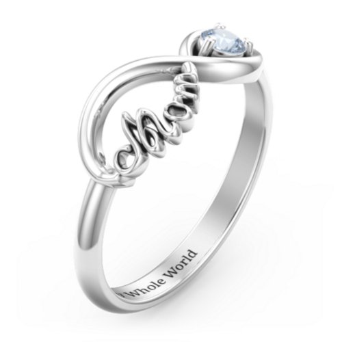 Mom's Infinity Ring – Sterling Silver with Aquamarine