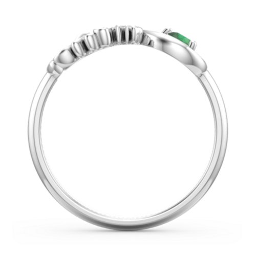 Mom's Infinity Ring – Sterling Silver with Emerald