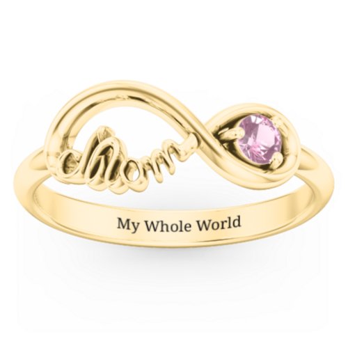 Mom's Infinity Ring – 10K Yellow Gold with Pink Tourmaline