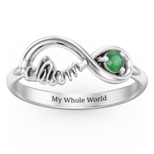 Mom's Infinity Ring – Sterling Silver with Emerald