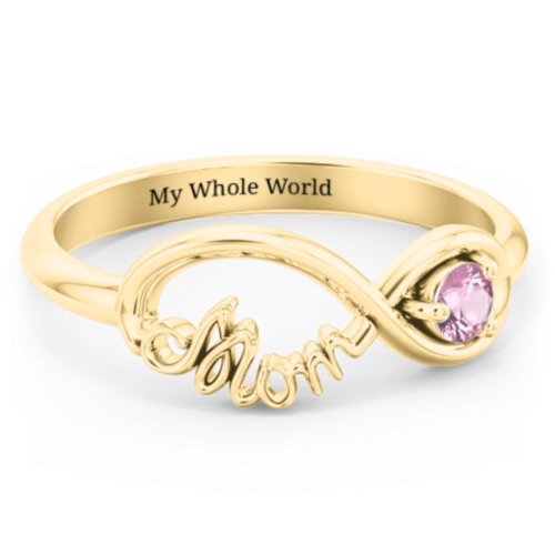 Mom's Infinity Ring – 10K Yellow Gold with Pink Tourmaline