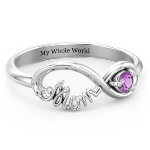 Mom's Infinity Ring – Sterling Silver with Amethyst