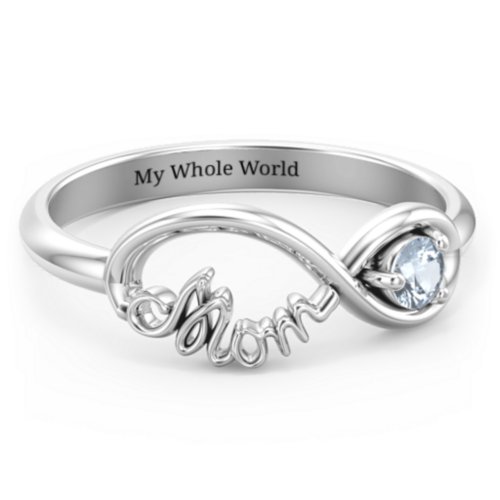 Mom's Infinity Ring – Sterling Silver with Aquamarine