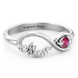 Mom's Infinity Ring in 925 Sterling Silver with Ruby