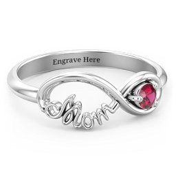Mom's Infinity Ring in 925 Sterling Silver with Ruby