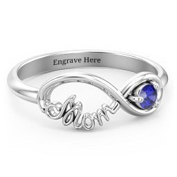 Mom's Infinity Ring in 925 Sterling Silver with Blue Sapphire