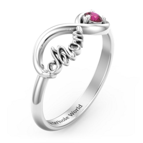 Mom's Infinity Ring – Sterling Silver with Ruby