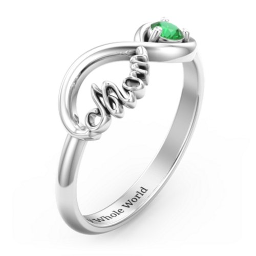 Mom's Infinity Ring – Sterling Silver with Emerald