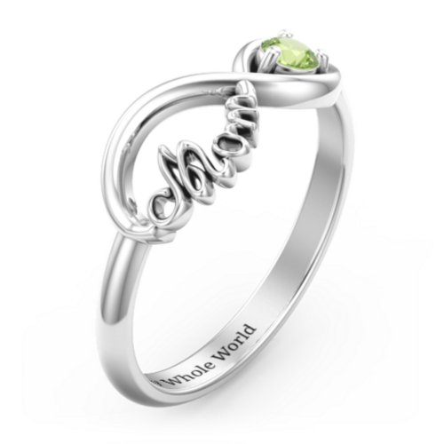 Mom's Infinity Ring – Sterling Silver with Peridot
