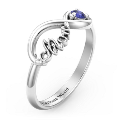 Mom's Infinity Ring – Sterling Silver with Blue Sapphire