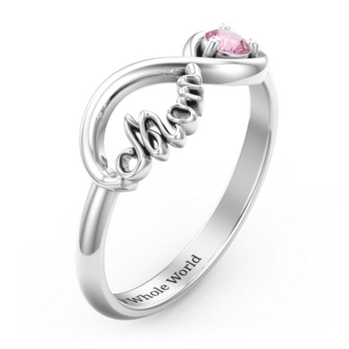 Mom's Infinity Ring – Sterling Silver with Pink Tourmaline