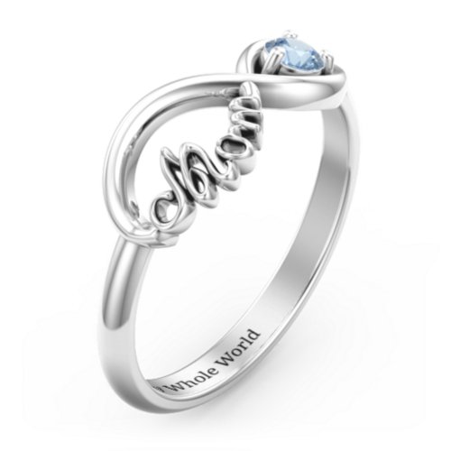 Mom's Infinity Ring – Sterling Silver with Blue Topaz
